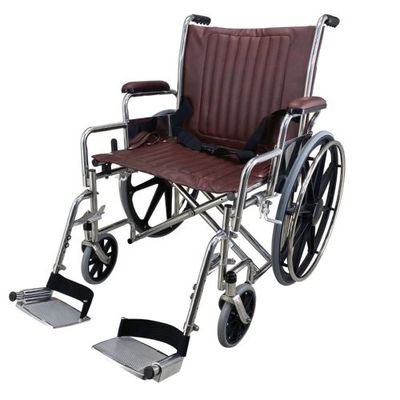 Silla de ruedas antiferrosa de asiento ancho de 460 mm, silla de movilidad de MRI de hospital con altura de asiento de 50 cm, ideal para centros de imágenes médicas