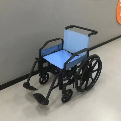 Silla de ruedas no magnética de 40 cm de profundidad con marco de aleación de aluminio y ruedas sólidas de 24 pulgadas para seguridad en resonancias magnéticas